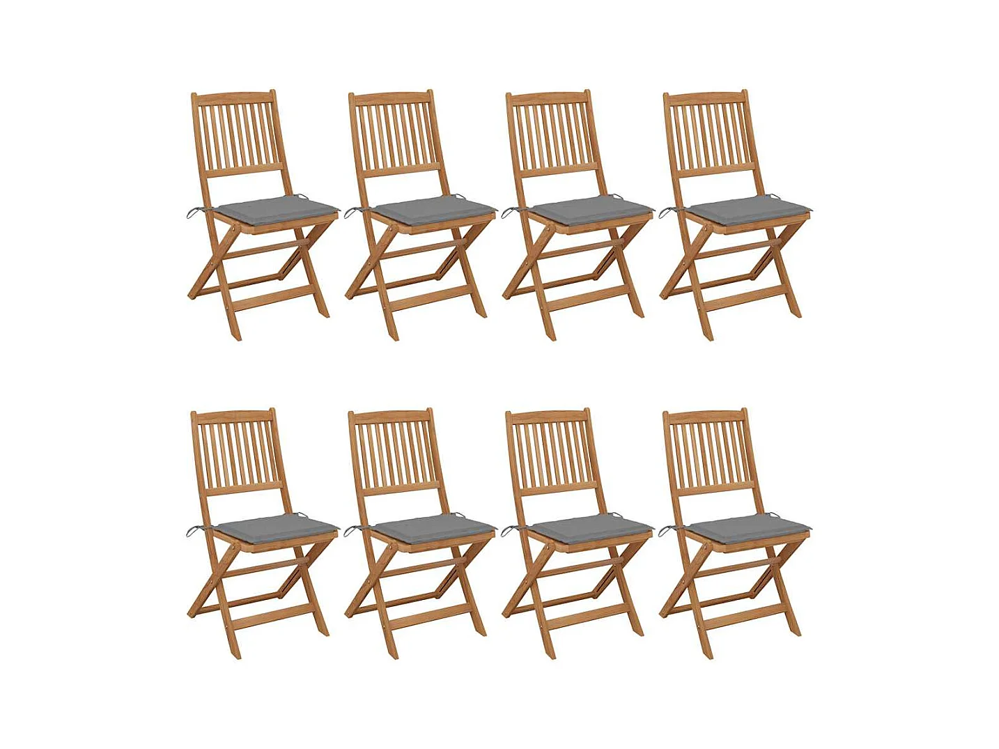 Chaises pliables de jardin lot de 8 avec coussins Bois d'acacia