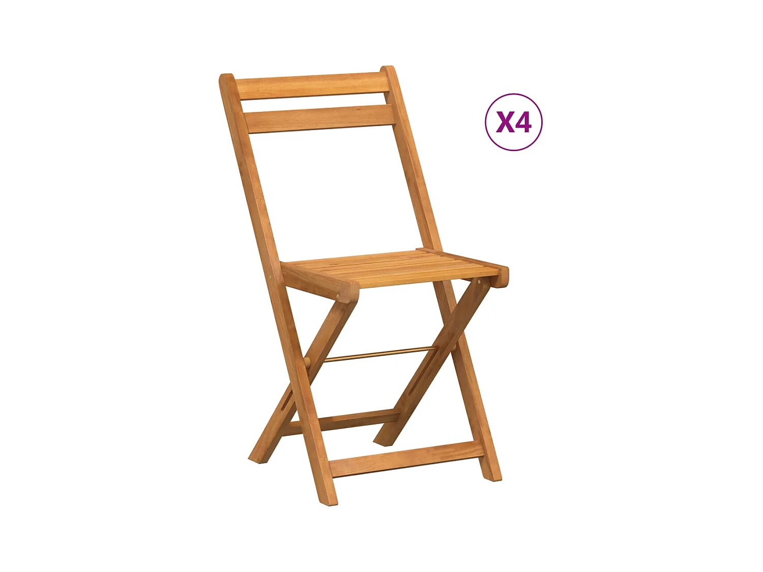 Set di 4 sedie pieghevoli da bistrot in legno massello di acacia