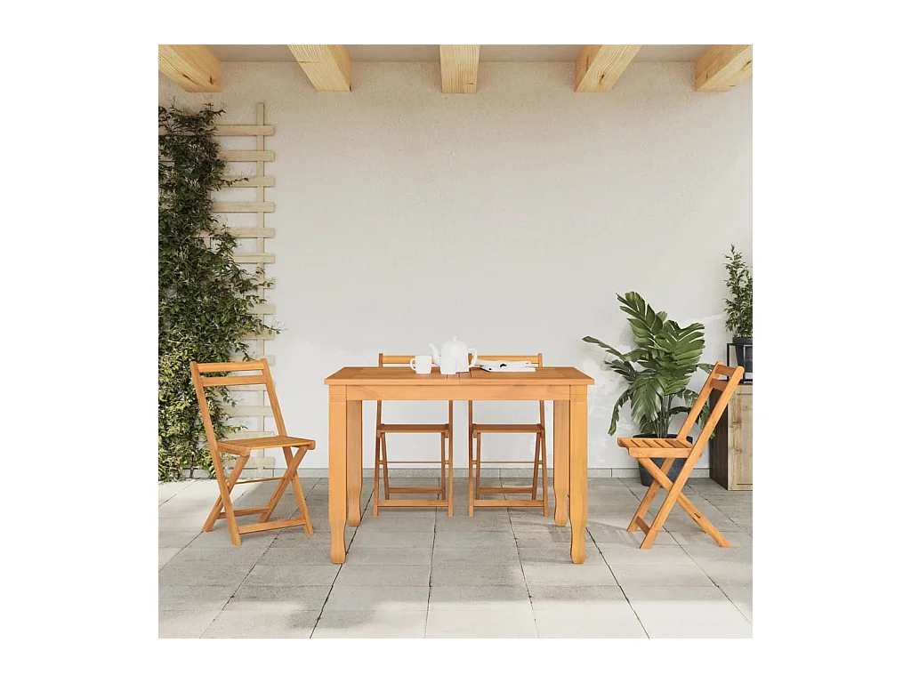 Set di 4 sedie pieghevoli da bistrot in legno massello di acacia