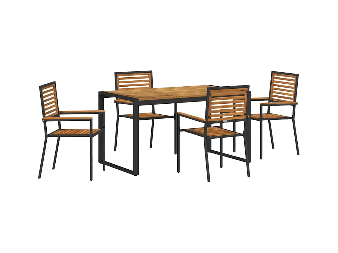 5-delige tuinset, zwart, hout