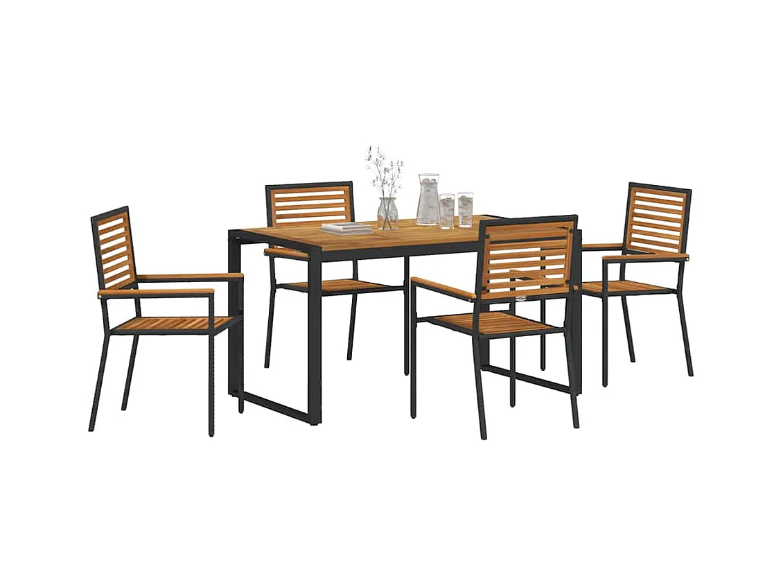 5-delige tuinset, zwart, hout