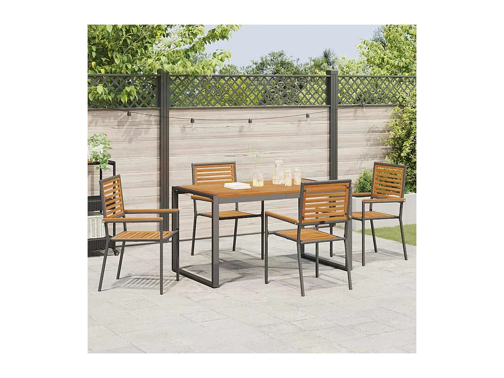 5-delige tuinset, zwart, hout