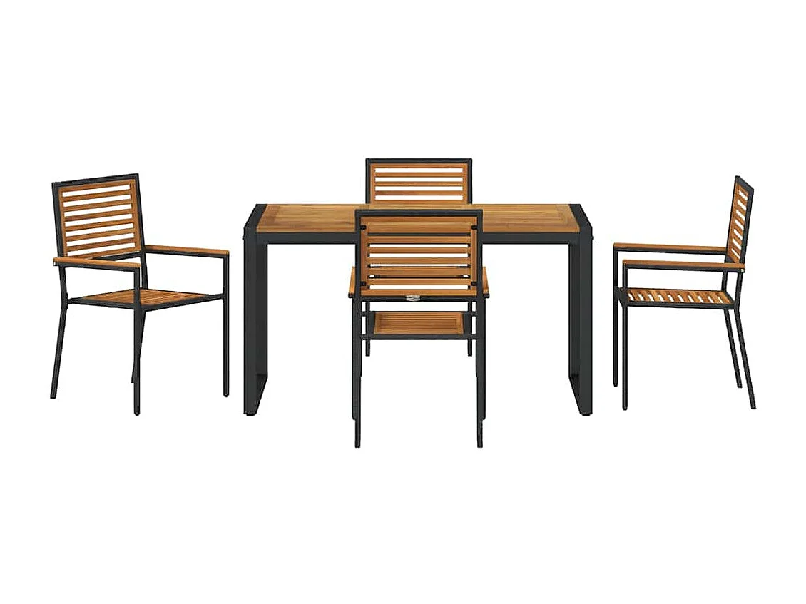 5-delige tuinset, zwart, hout