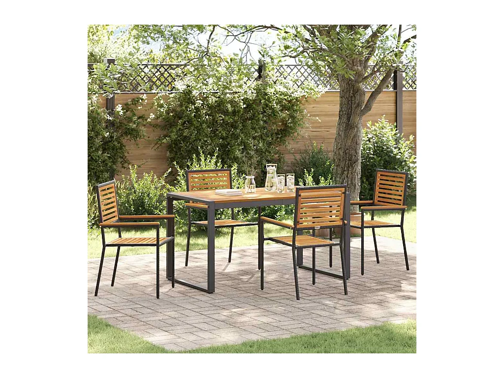 Ensemble de salle à manger pour jardin 5 pcs Noir, Bois