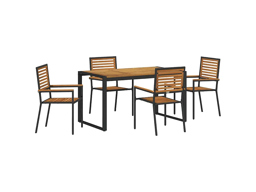 5-delige tuinset, zwart, hout