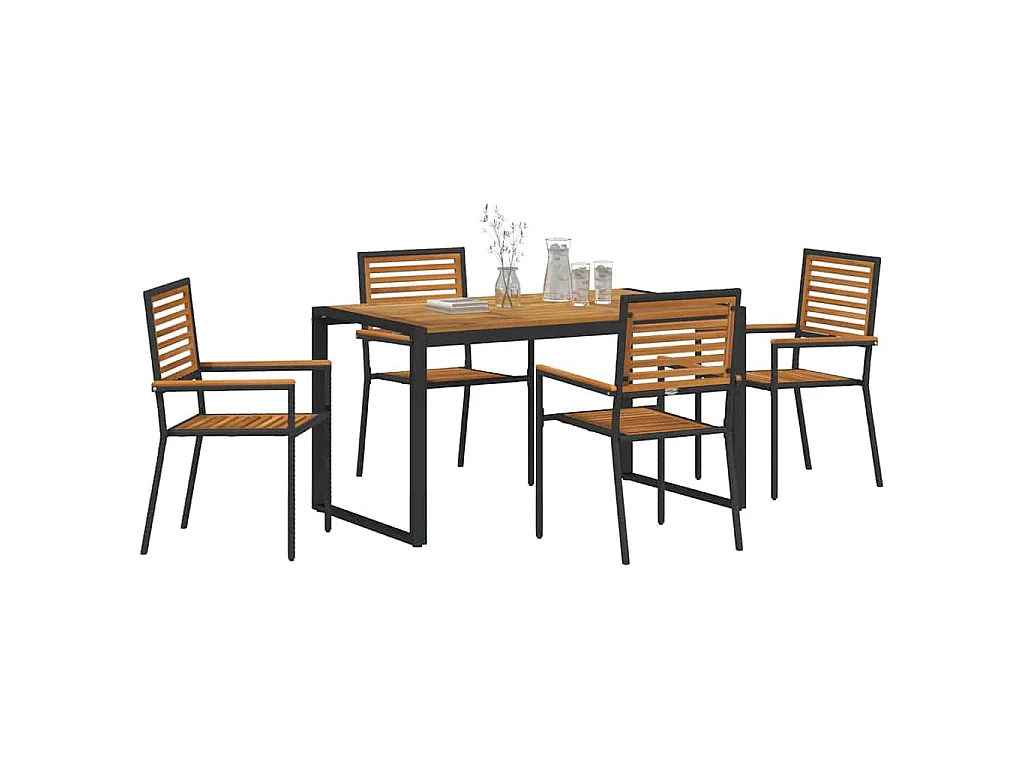 5-delige tuinset, zwart, hout