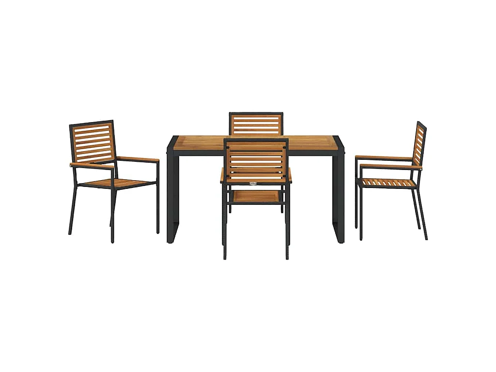 5-delige tuinset, zwart, hout