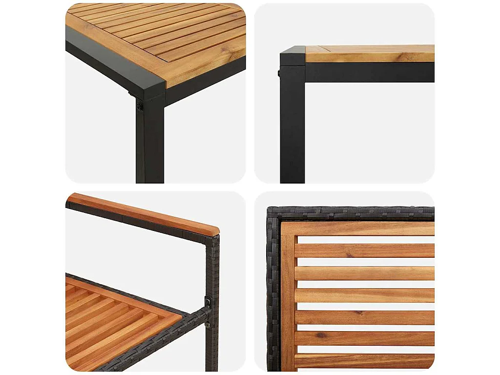 5-delige tuinset, zwart, hout