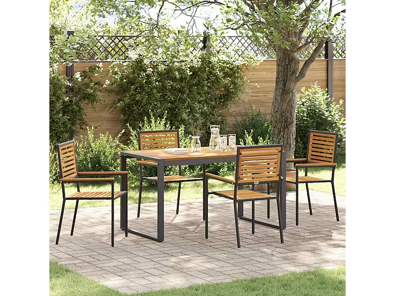 5-delige tuinset, zwart, hout