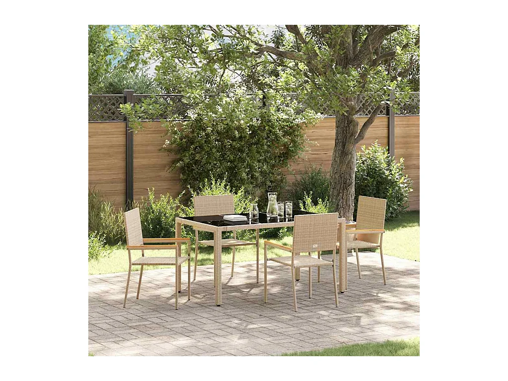 Ensemble de salle à manger pour jardin 5 pcs Beige