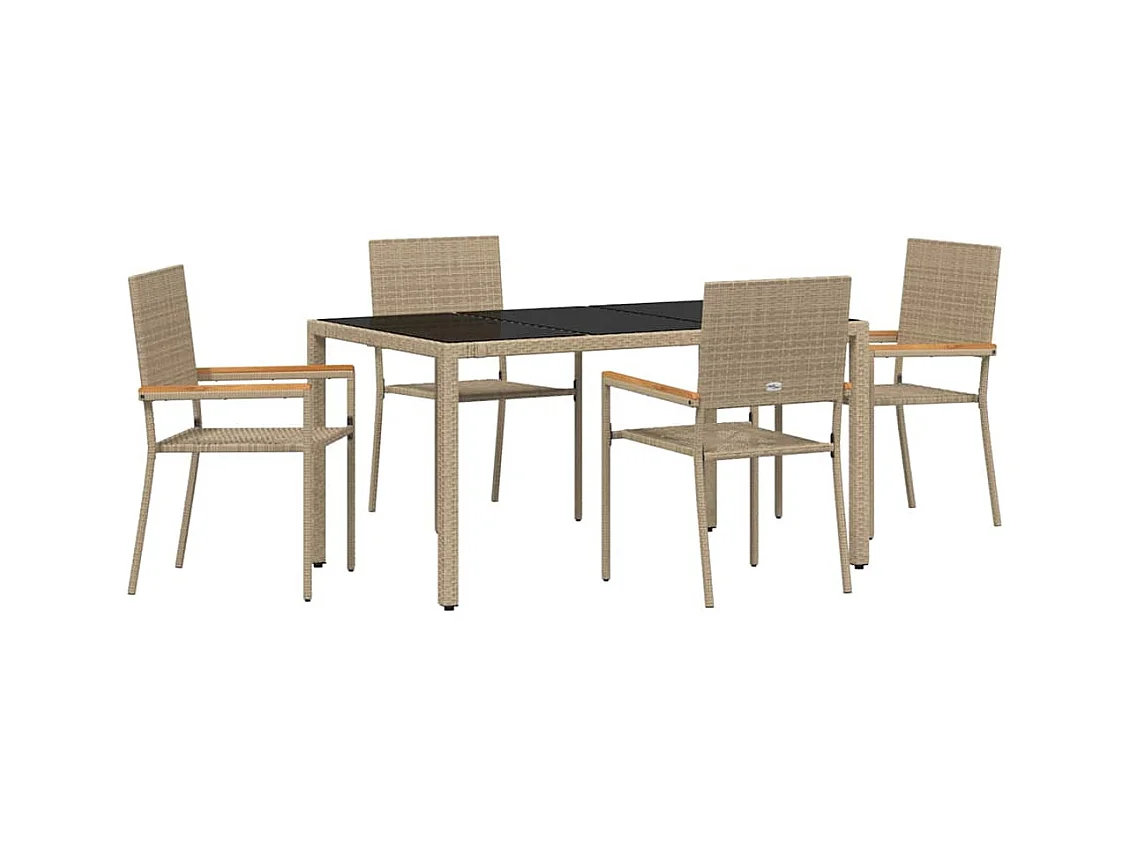 Ensemble de salle à manger pour jardin 5 pcs Beige