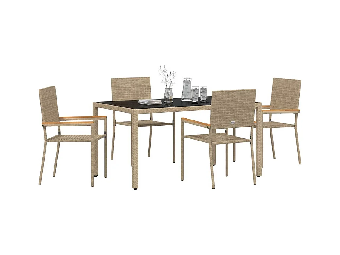 Ensemble de salle à manger pour jardin 5 pcs Beige