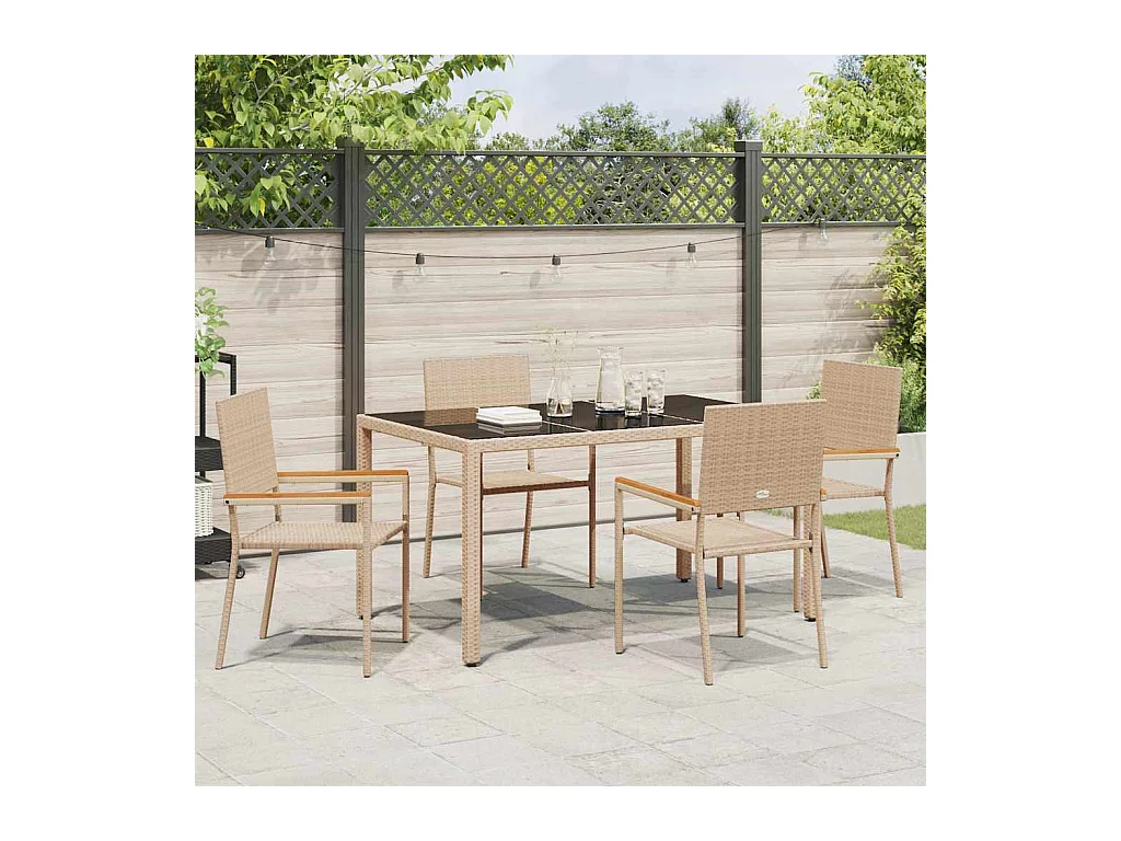 Ensemble de salle à manger pour jardin 5 pcs Beige