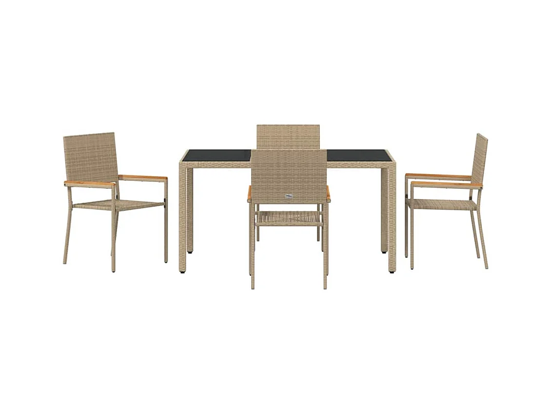 Ensemble de salle à manger pour jardin 5 pcs Beige
