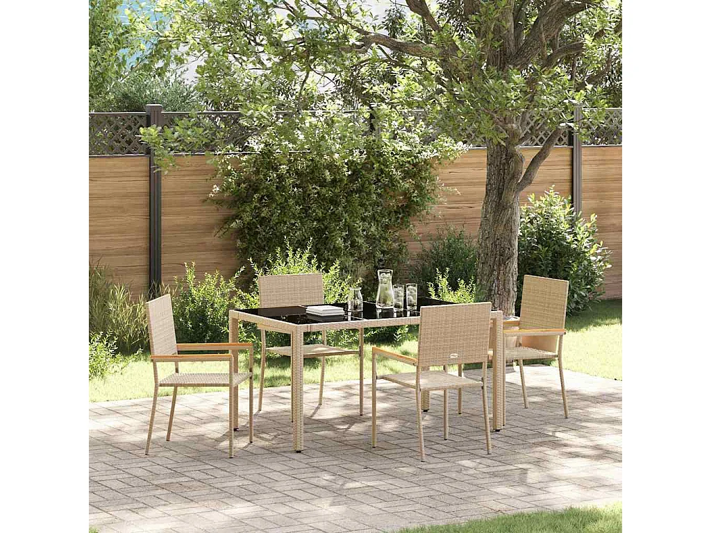 Set da pranzo da giardino 5 pezzi beige
