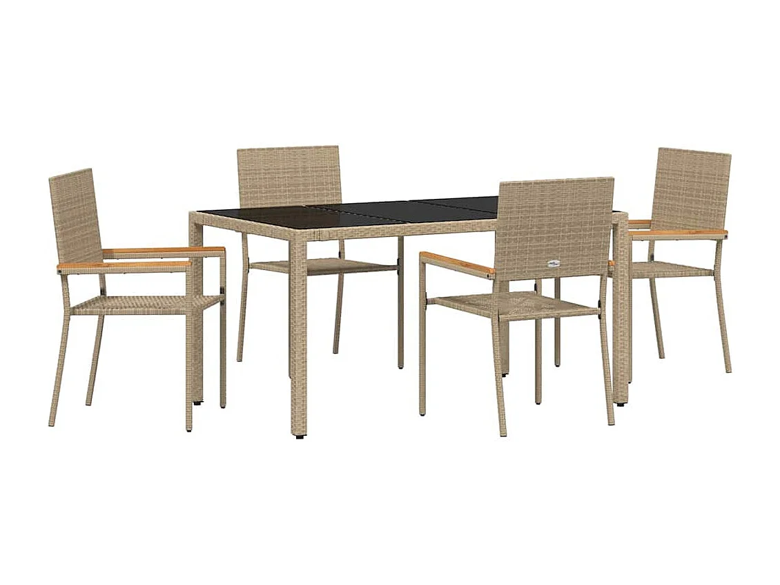 Set da pranzo da giardino 5 pezzi beige