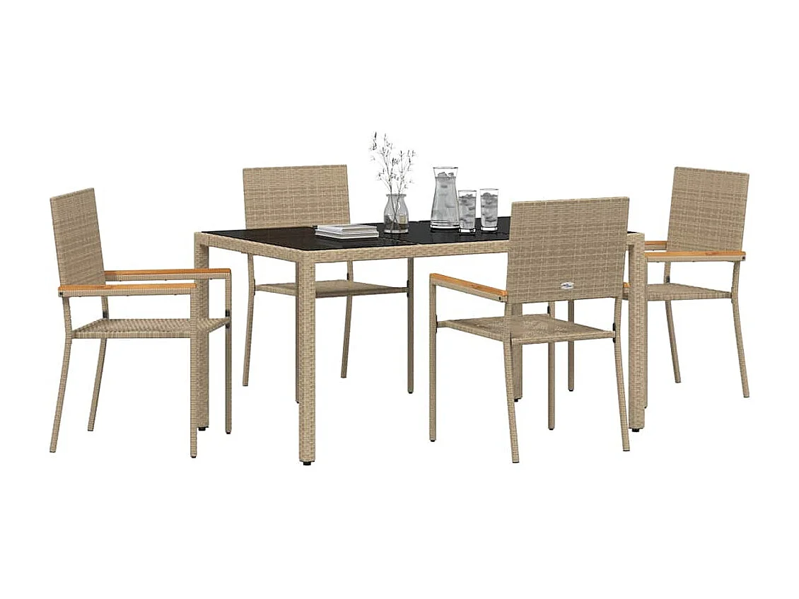 Set da pranzo da giardino 5 pezzi beige
