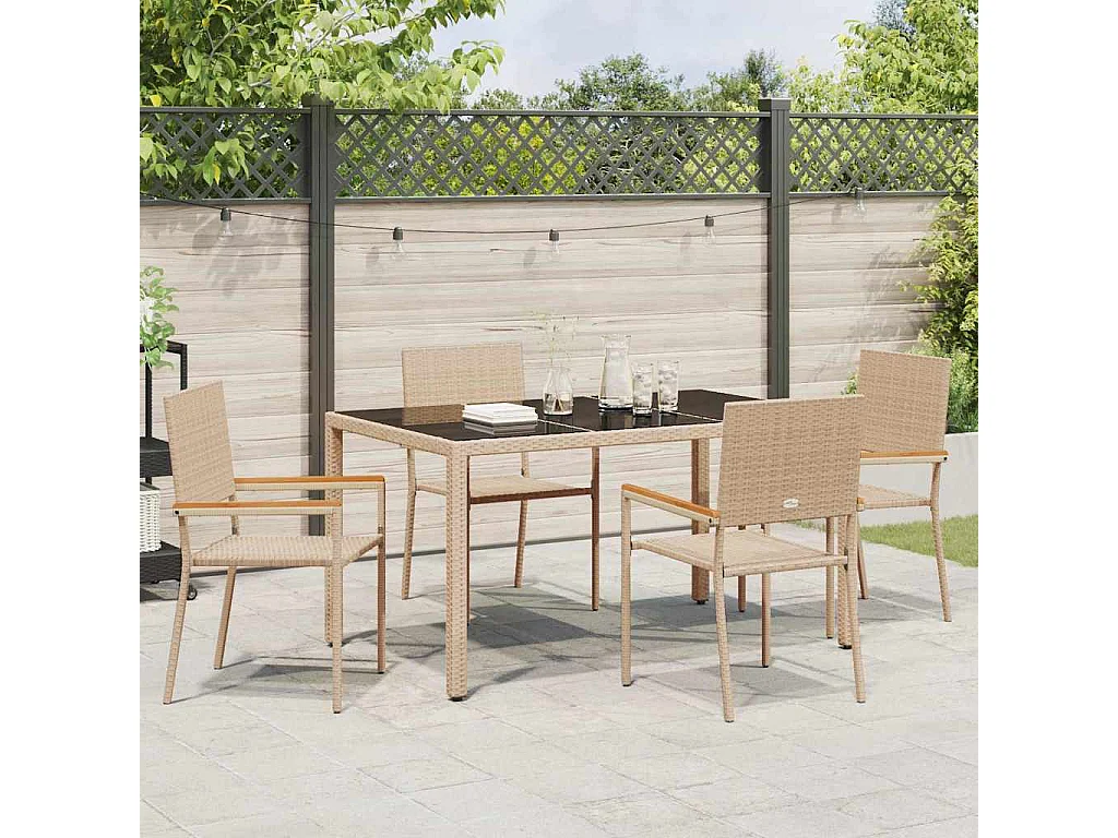 Set da pranzo da giardino 5 pezzi beige