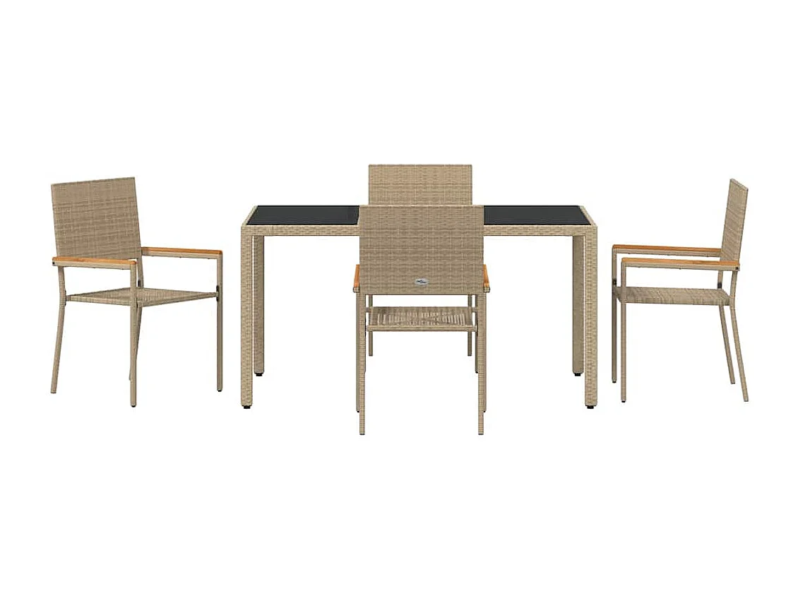 Set da pranzo da giardino 5 pezzi beige