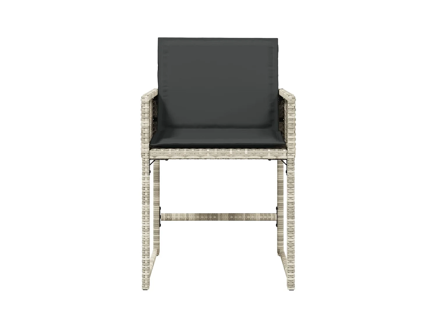 Set di 4 sedie da giardino con cuscini in polyrattan grigio chiaro