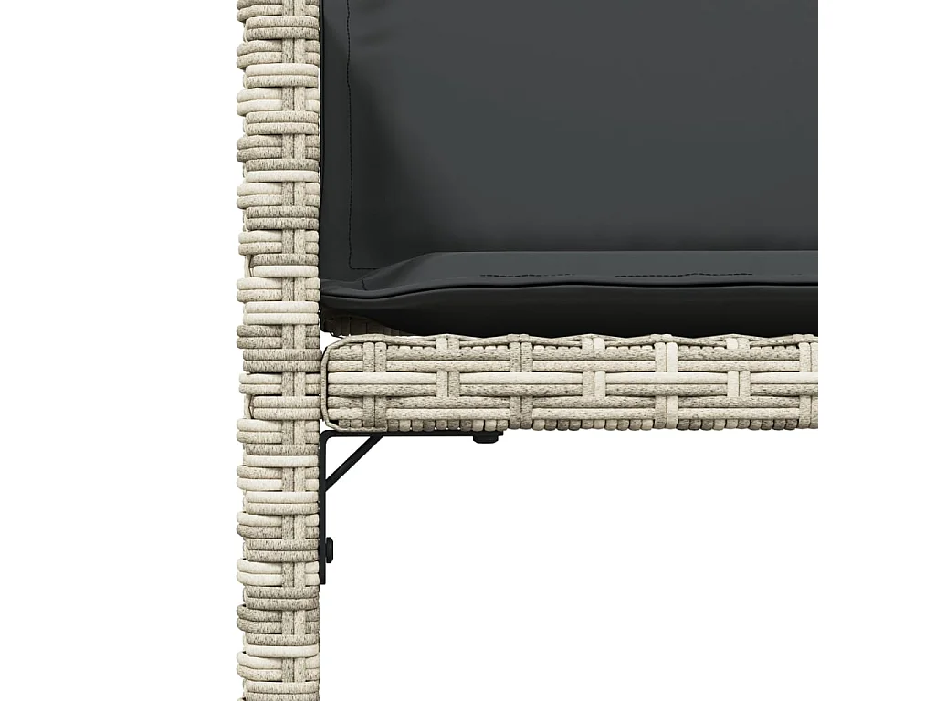 Set di 4 sedie da giardino con cuscini in polyrattan grigio chiaro