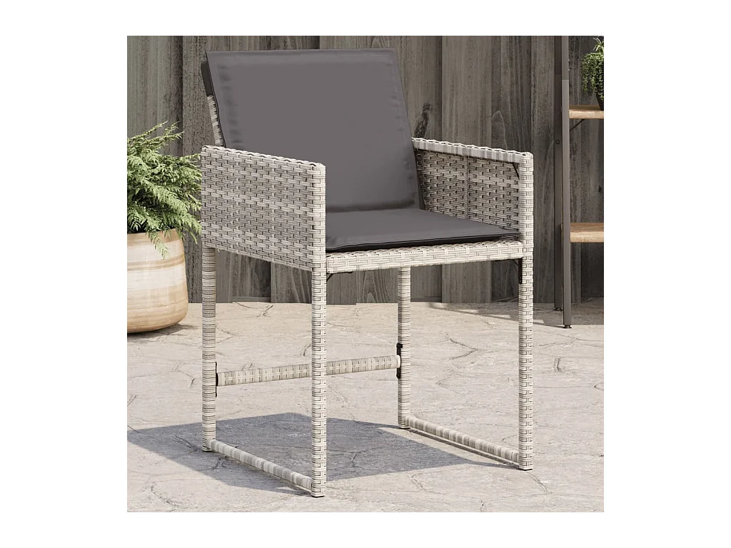 Chaises de jardin avec coussins lot de 4 gris clair poly rotin