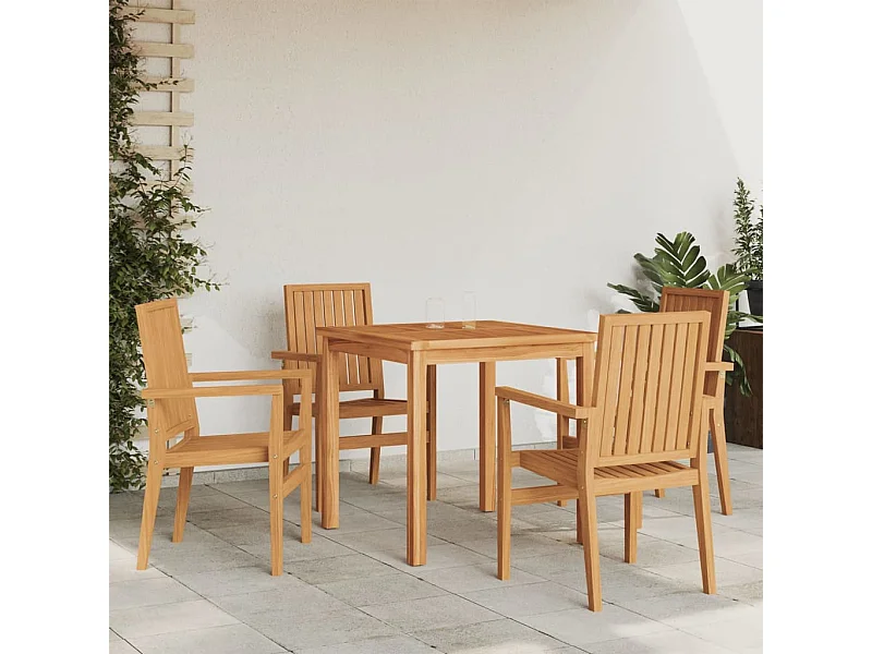 Chaises de jardin empilables lot de 4 56,5x57,5x91 cm bois teck
