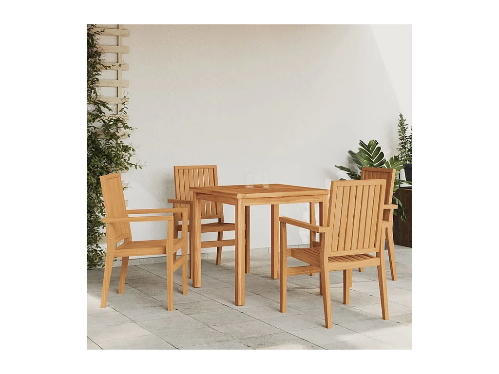 Chaises de jardin empilables lot de 4 56,5x57,5x91 cm bois teck