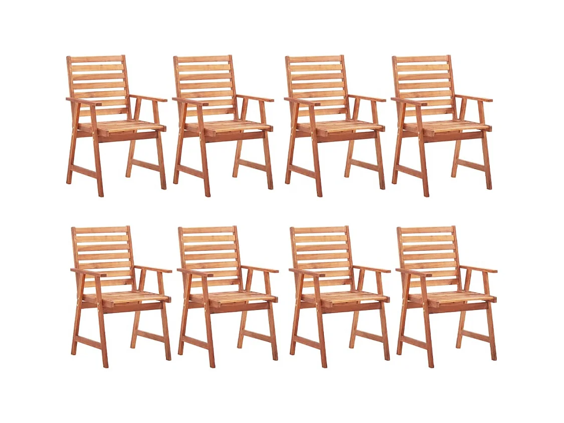 Set van 8 tuinstoelen en kussens van massief acaciahout