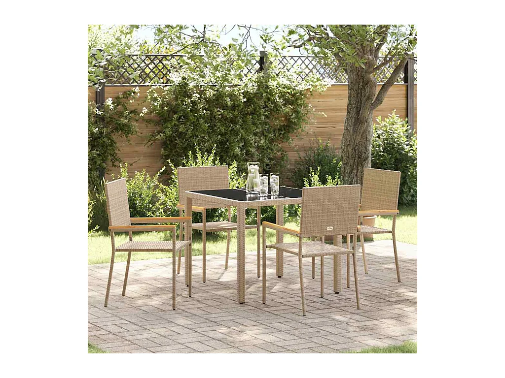 Ensemble de salle à manger pour jardin 5 pcs Beige