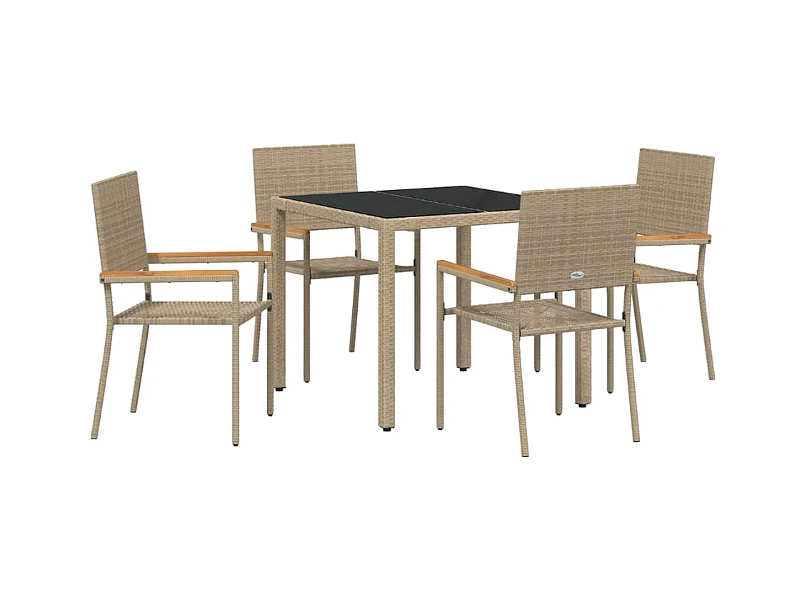 Ensemble de salle à manger pour jardin 5 pcs Beige