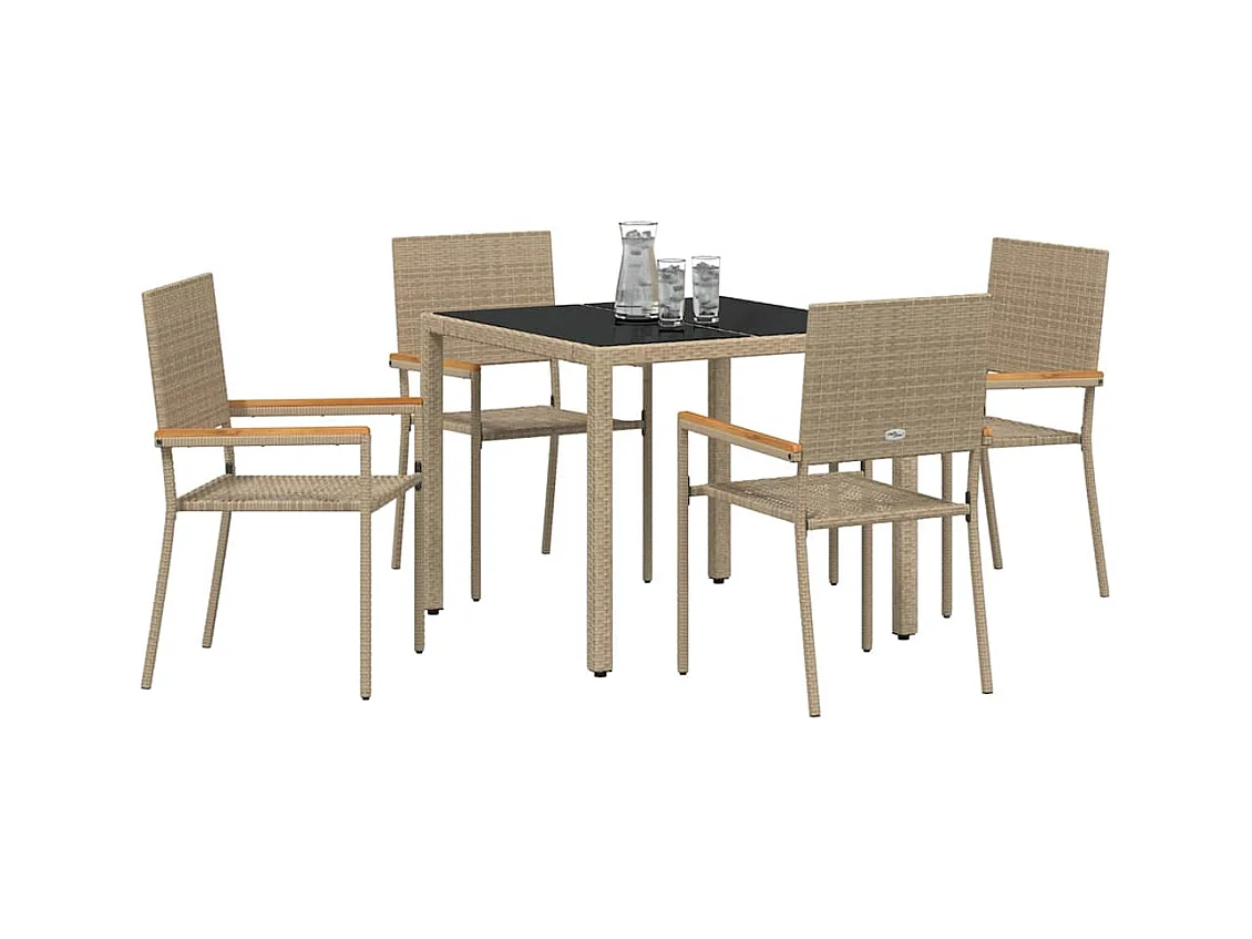 Ensemble de salle à manger pour jardin 5 pcs Beige