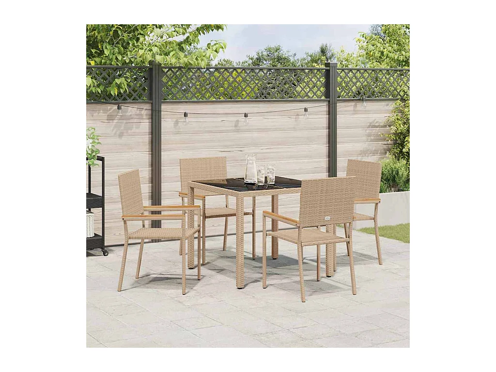 Ensemble de salle à manger pour jardin 5 pcs Beige