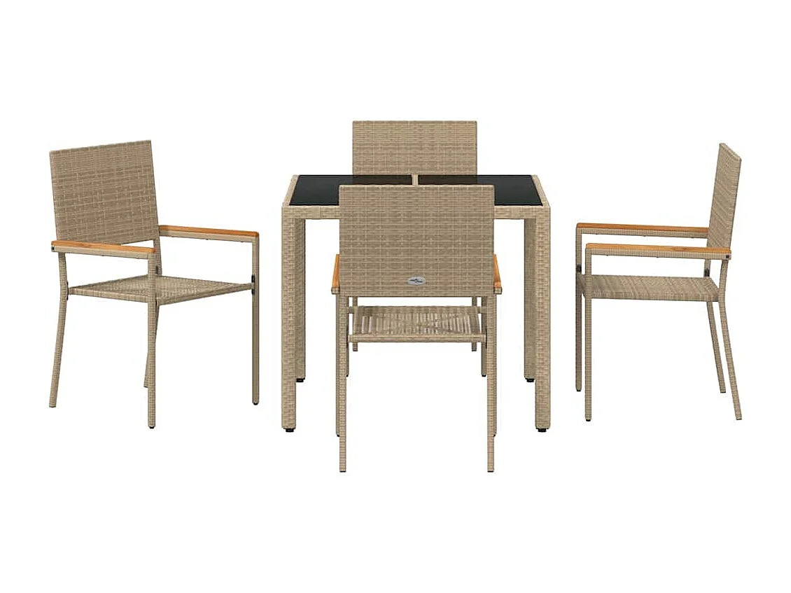 Ensemble de salle à manger pour jardin 5 pcs Beige