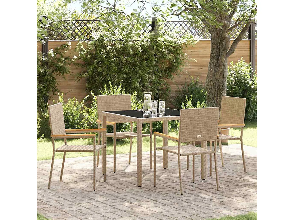 Set da pranzo da giardino 5 pezzi beige
