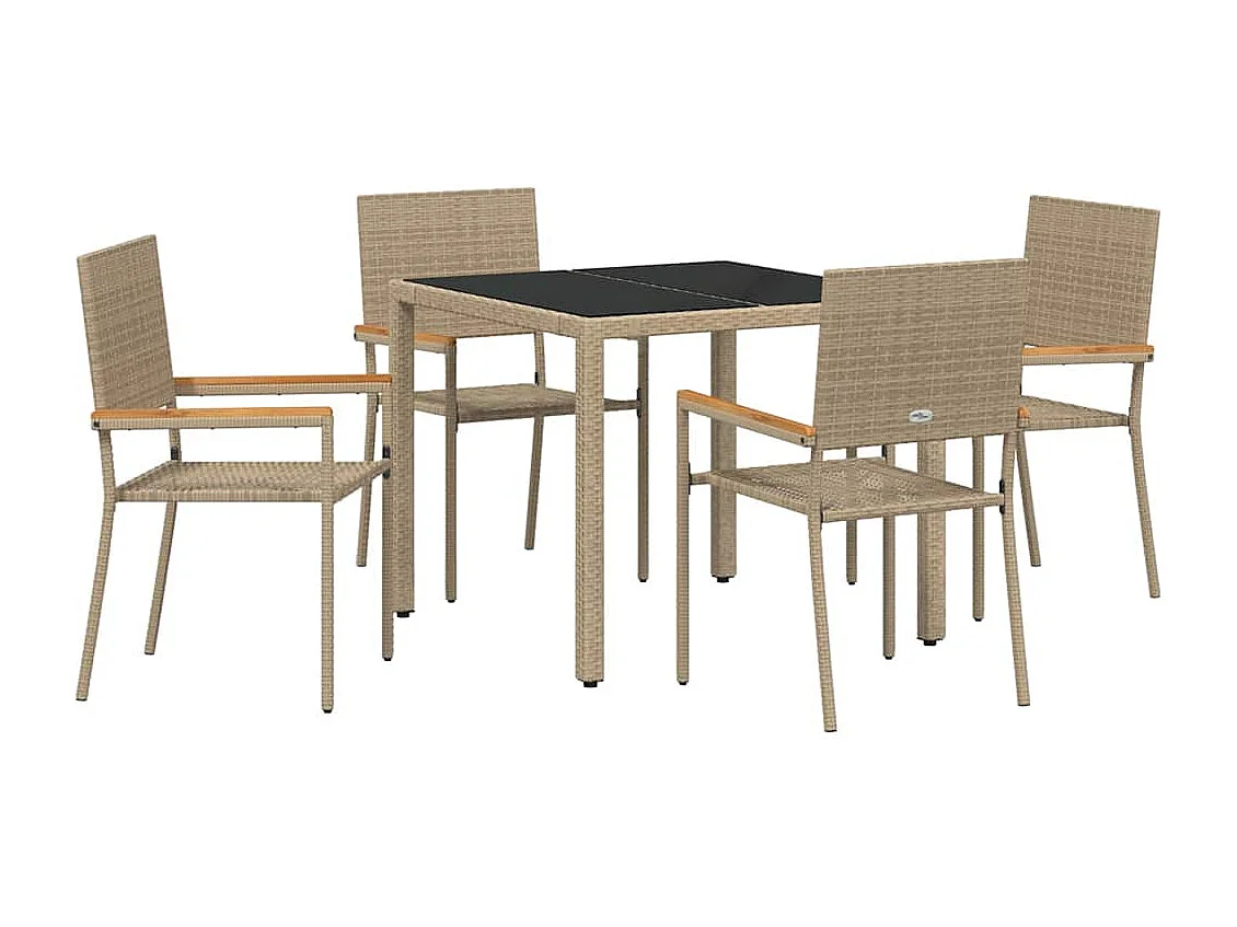 Set da pranzo da giardino 5 pezzi beige