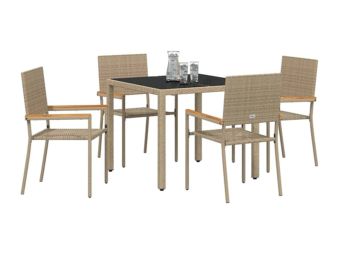 Set da pranzo da giardino 5 pezzi beige