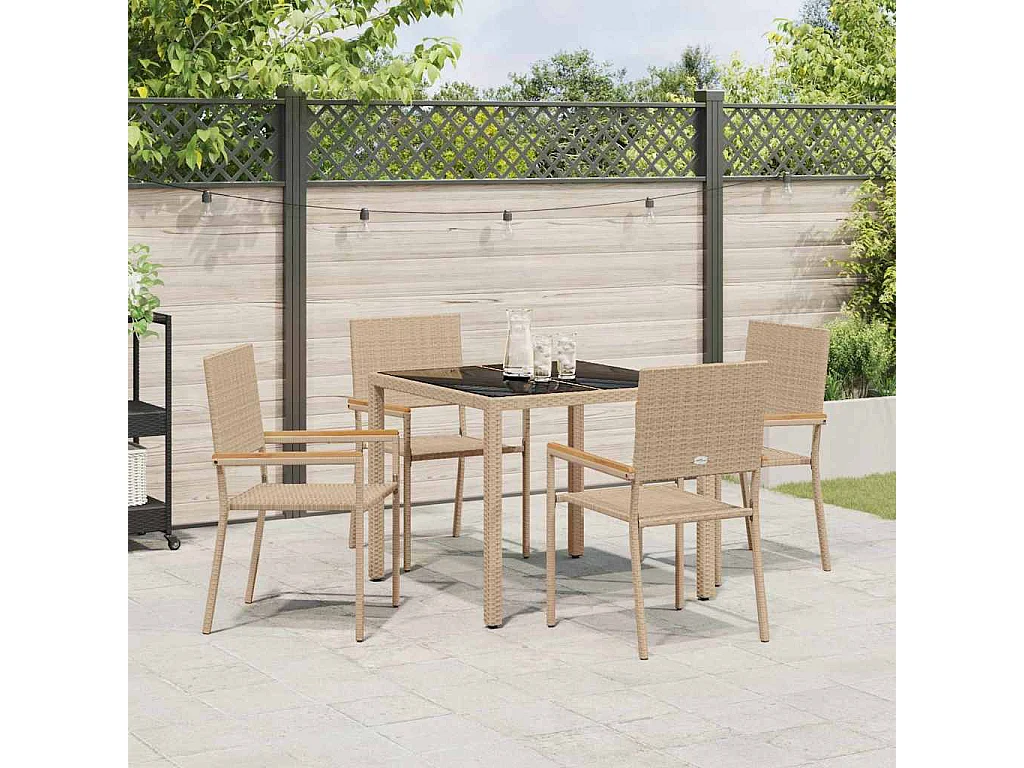 Set da pranzo da giardino 5 pezzi beige