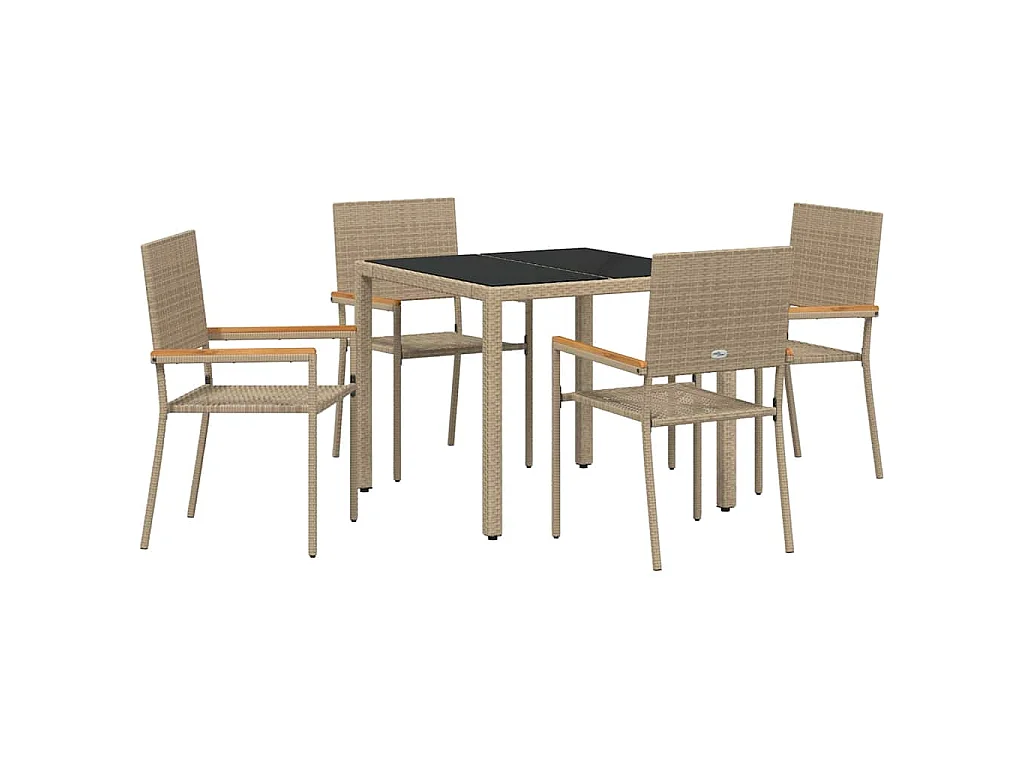 Set da pranzo da giardino 5 pezzi beige