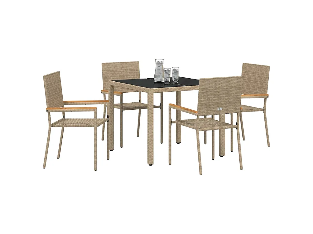 Set da pranzo da giardino 5 pezzi beige