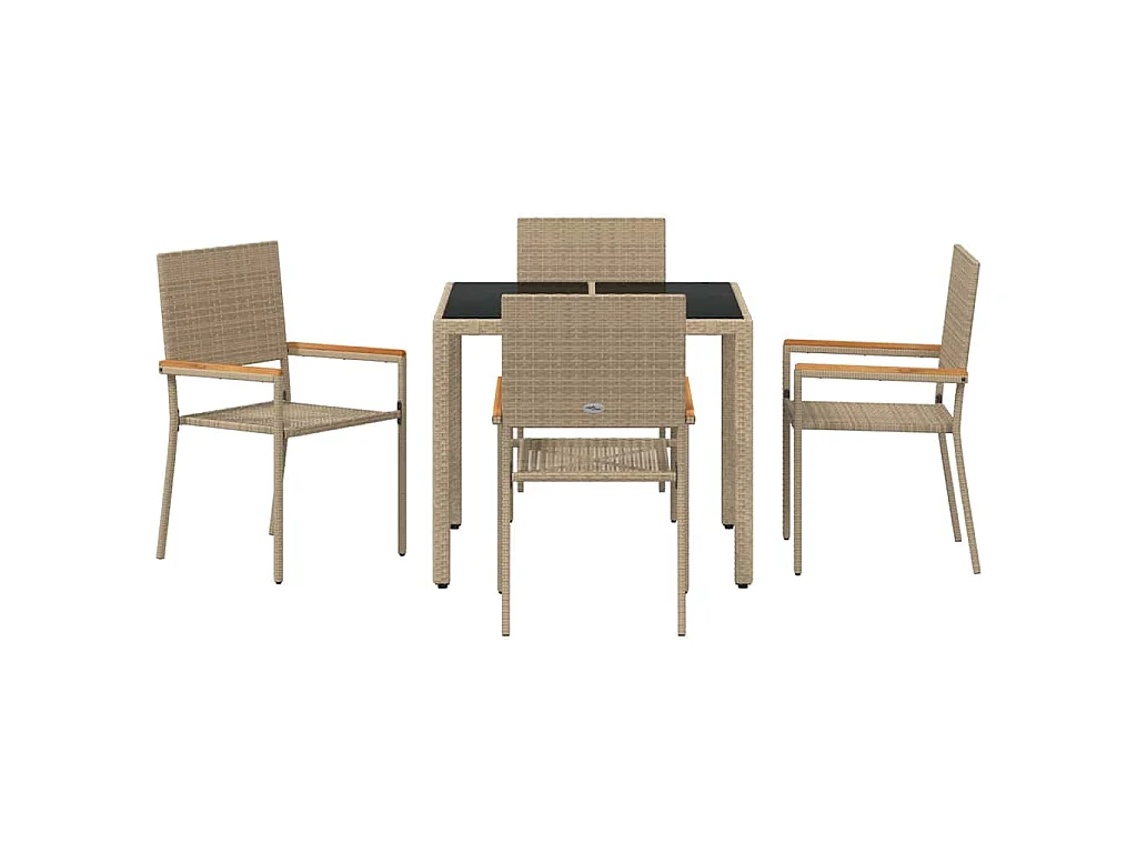Set da pranzo da giardino 5 pezzi beige