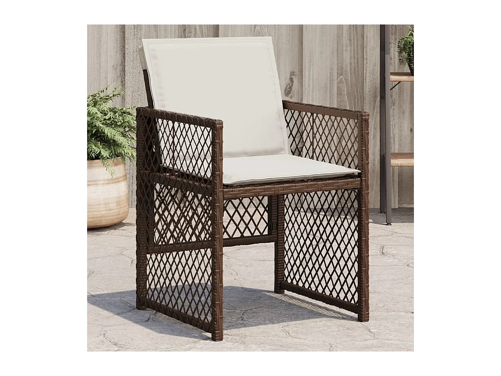 Tuinstoelen met kussens, set van 4, bruin, gevlochten hars