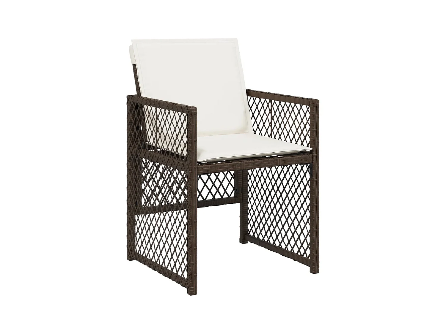 Tuinstoelen met kussens, set van 4, bruin, gevlochten hars