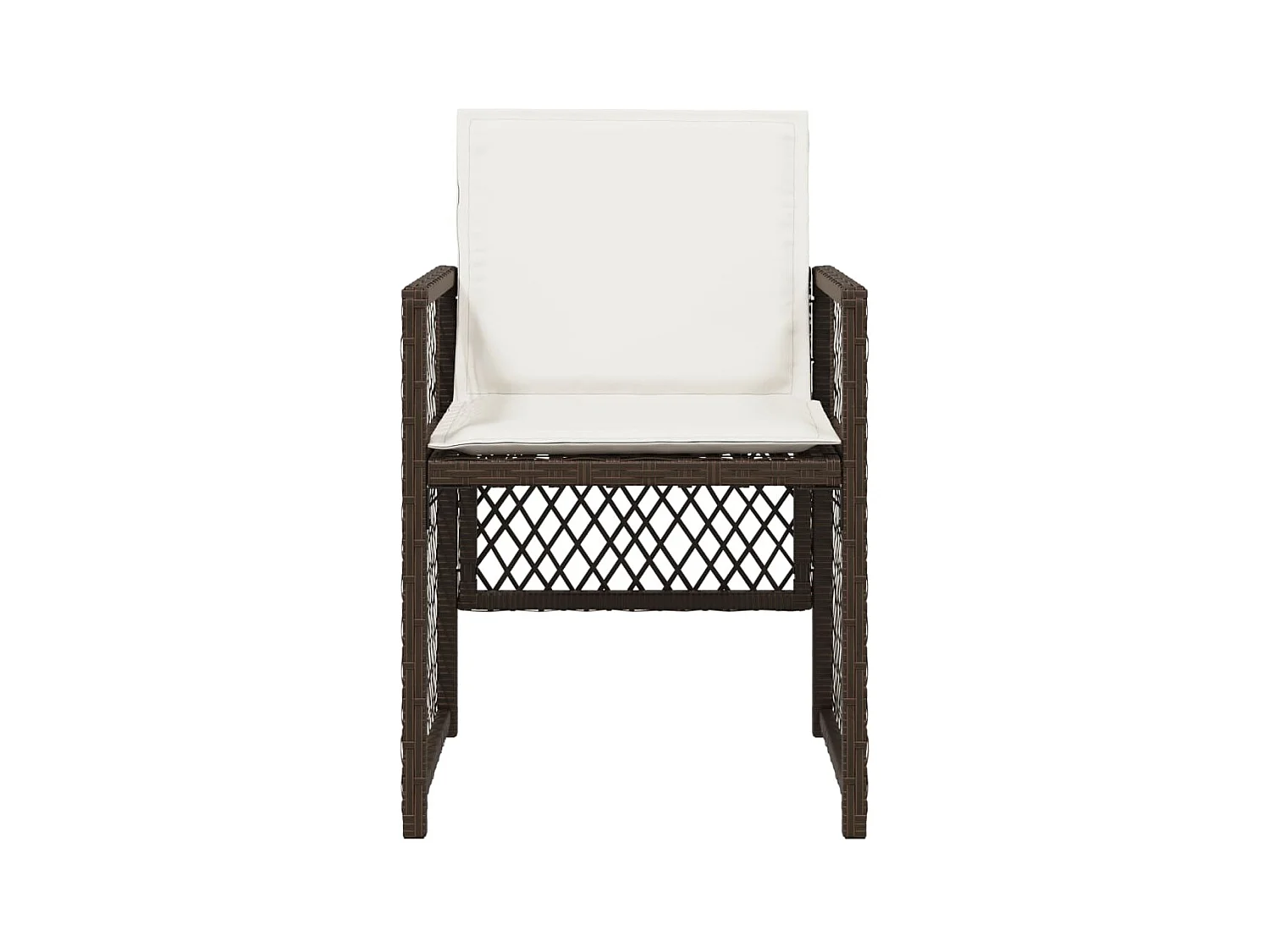 Tuinstoelen met kussens, set van 4, bruin, gevlochten hars