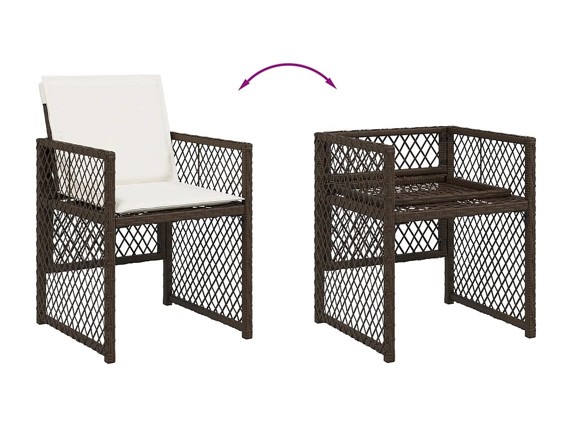 Chaises de jardin avec coussins lot de 4 marron résine tressée