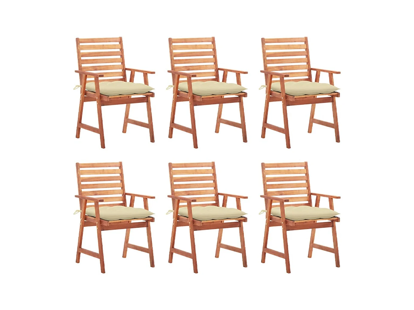 Chaises à manger d'extérieur lot de 6 et coussins Acacia massif