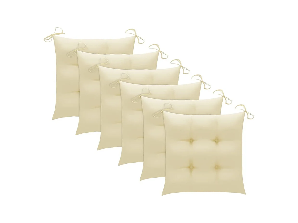 Chaises à manger d'extérieur lot de 6 et coussins Acacia massif