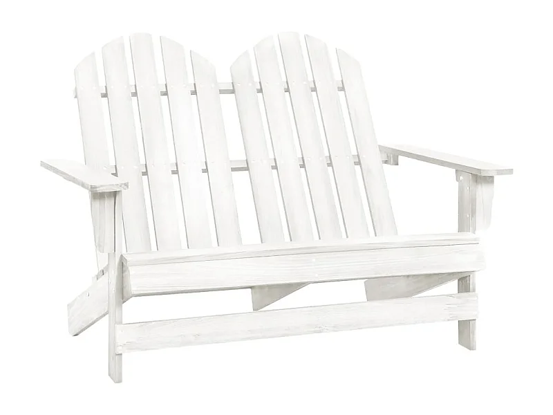 Chaise de jardin Adirondack 2 places bois de sapin massif blanc