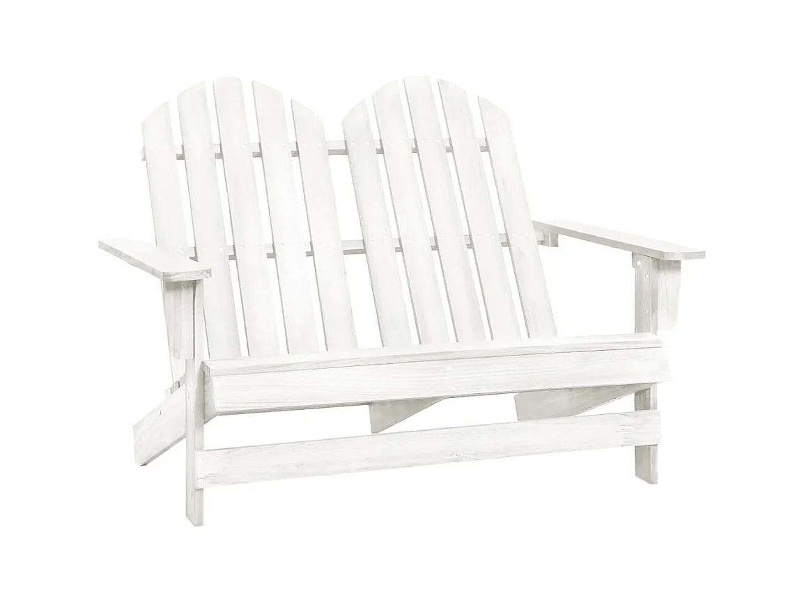 Sedia da giardino Adirondack a 2 posti in legno massello di abete, bianca