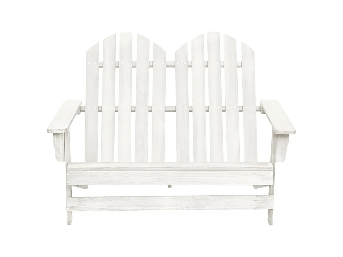 Sedia da giardino Adirondack a 2 posti in legno massello di abete, bianca